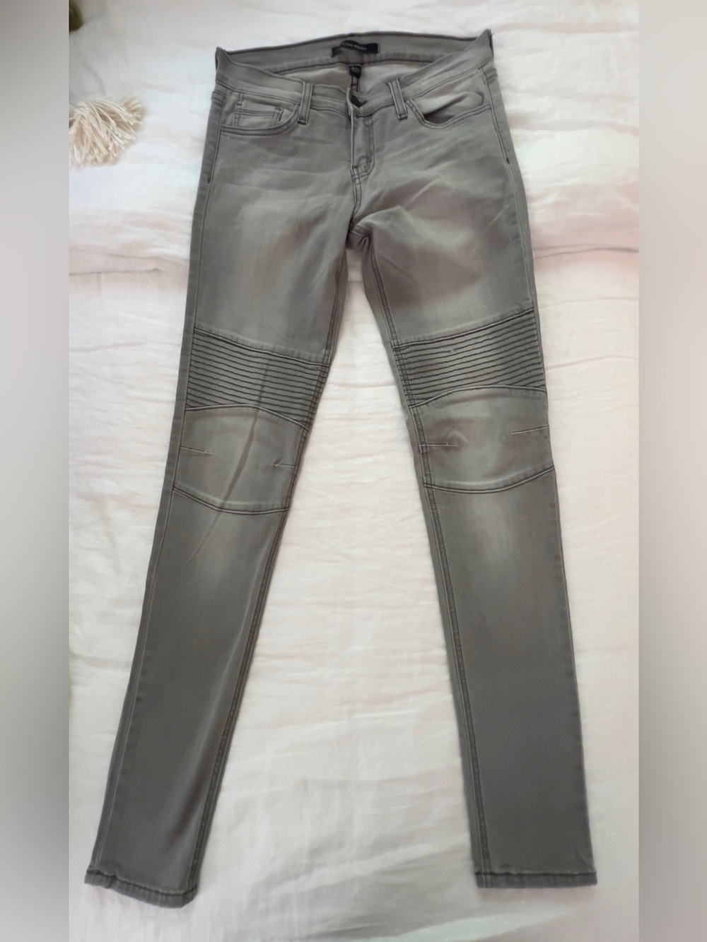 Flying Monkey Grey Moto Skinny Jeans with Ribbed Knee Detail Size 27